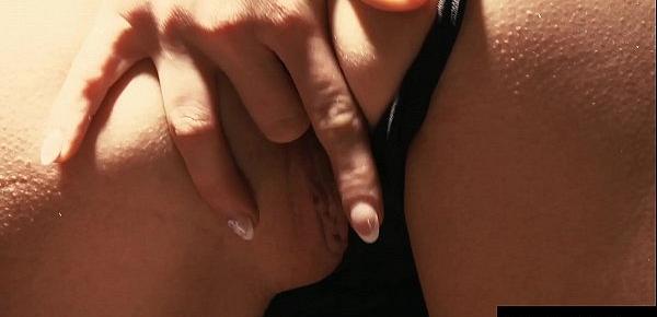  Sexy naked blonde licks her nipples as she masturbates to orgasm